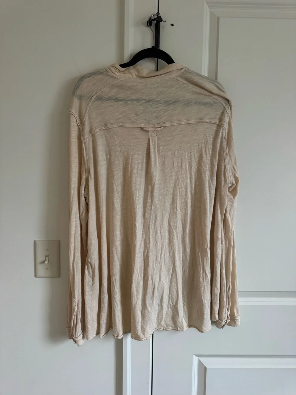 Free People Cream Button-Front Long Sleeve Shirt